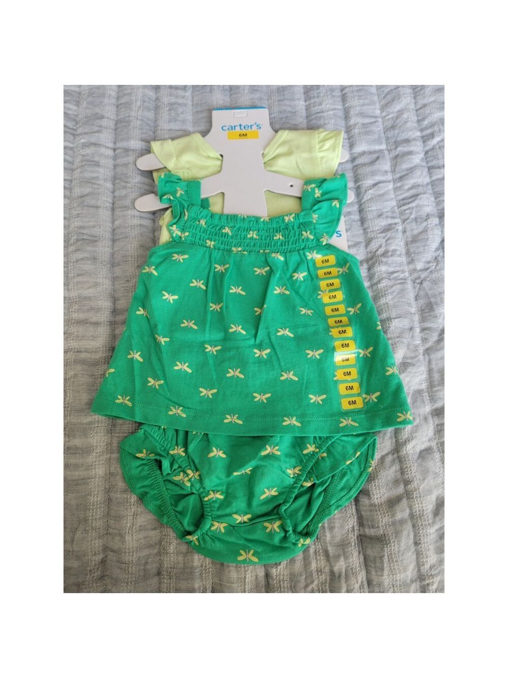 Baby Girl Carter's 3 Piece Outfit Set Green Dragonfly 6M NWT